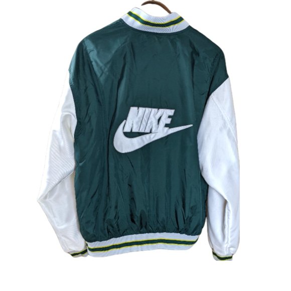 Retro Y2K Nike Varsity Style Reversible Windbreaker Green / Yellow - Large - Picture 4 of 15